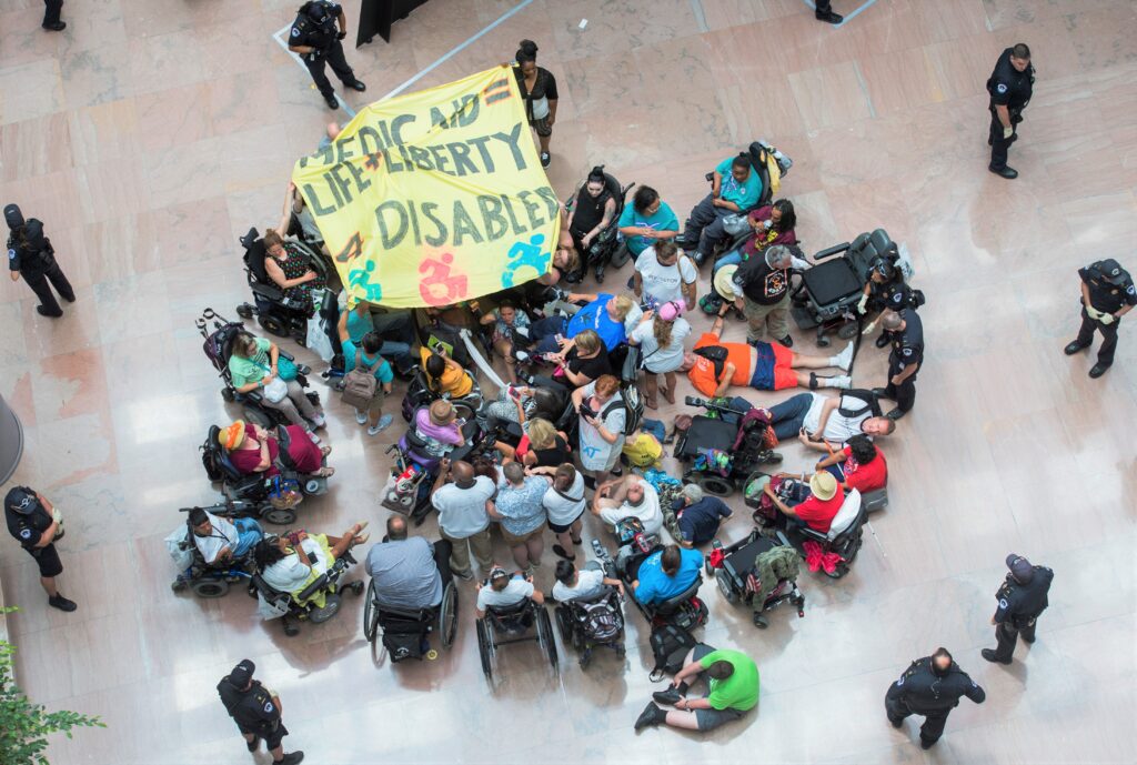 adapt disability protesters health care